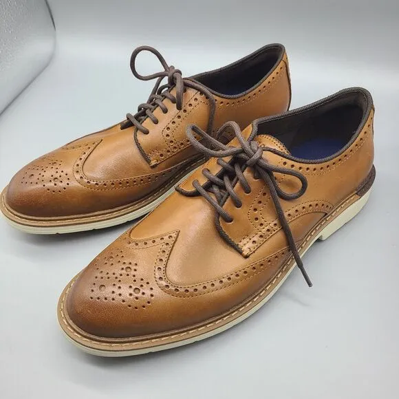 Cole Haan Go To Wingtip Brogue Oxford Shoes Mens Sz 8.5 Brown Leather NEW