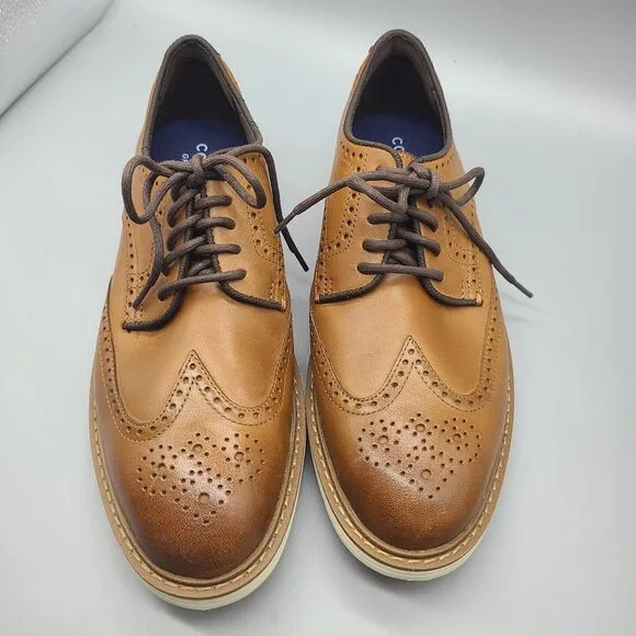 Cole Haan Go To Wingtip Brogue Oxford Shoes Mens Sz 8.5 Brown Leather NEW