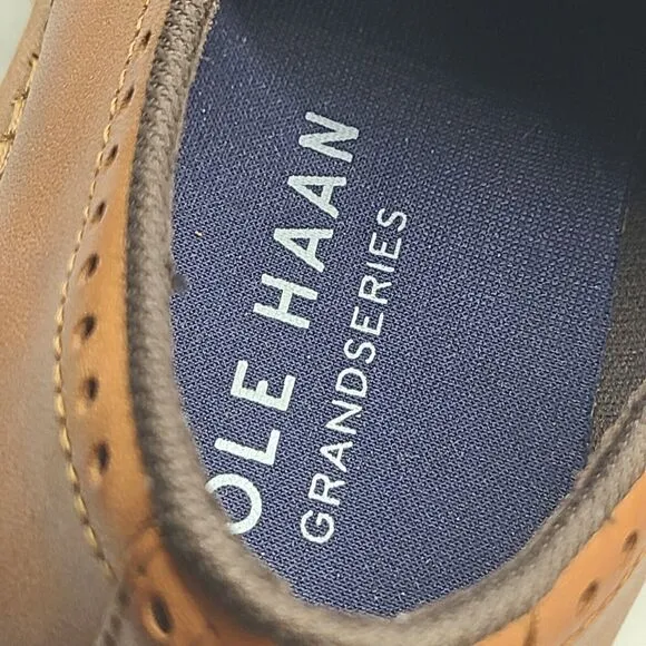 Cole Haan Go To Wingtip Brogue Oxford Shoes Mens Sz 8.5 Brown Leather NEW