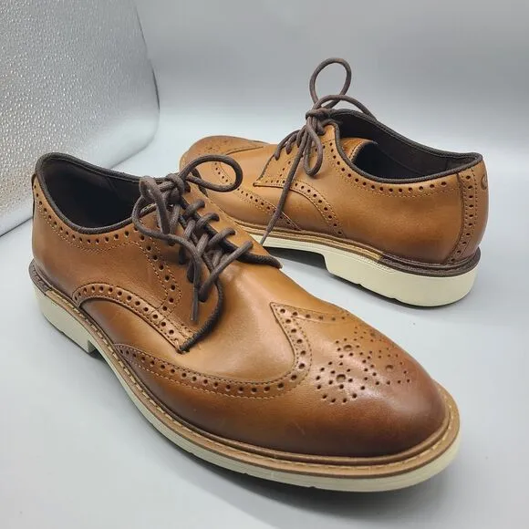 Cole Haan Go To Wingtip Brogue Oxford Shoes Mens Sz 8.5 Brown Leather NEW