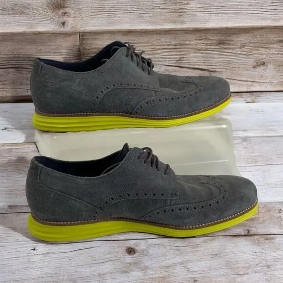 Cole Haan LunarGrand Mens Wing Tip Light Weight Gray Suede Oxford Shoes Size 11