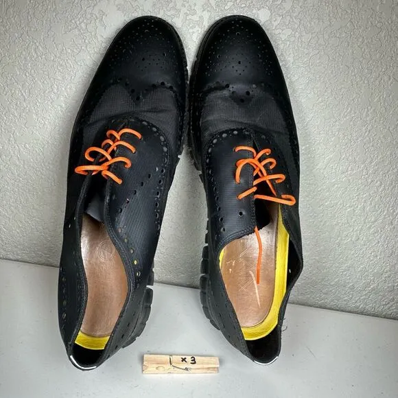 Cole Haan Mens 14 Zerogrand No Stitch Wingtip Oxford Shoes Sneaker Black Leather