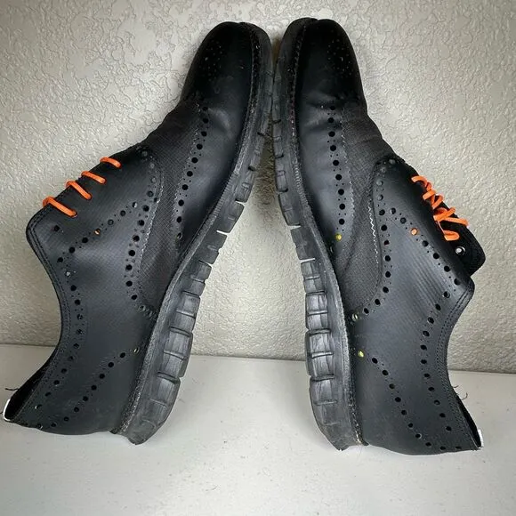 Cole Haan Mens 14 Zerogrand No Stitch Wingtip Oxford Shoes Sneaker Black Leather