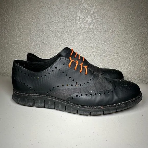 Cole Haan Mens 14 Zerogrand No Stitch Wingtip Oxford Shoes Sneaker Black Leather