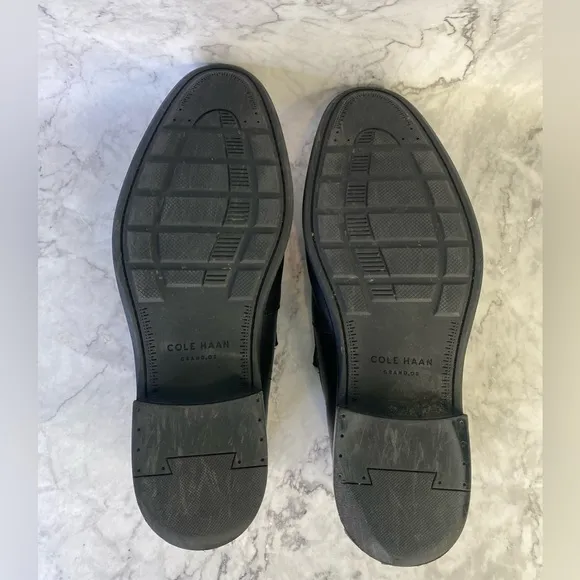 Cole Haan Men’s Grand OS Loafer Shoes  12M Black Leather Slip On C20327 Causal