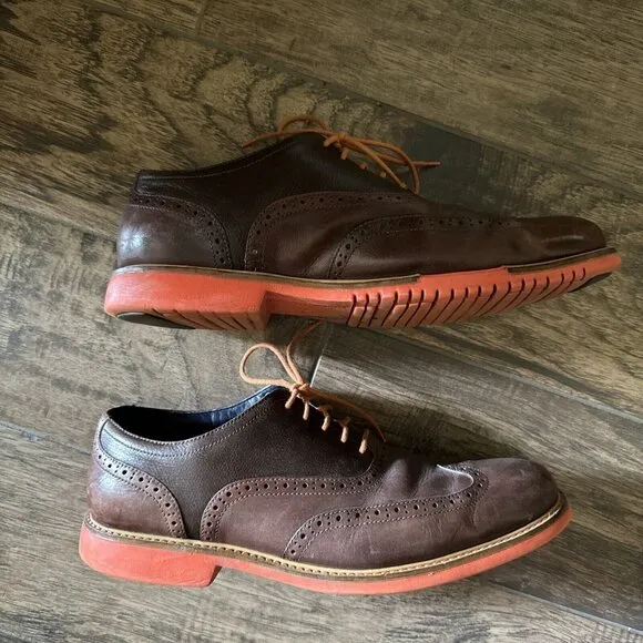Cole Haan Men’s‎ Size 10.5M Great Jones Wingtip Shoes Brown Orange C11235