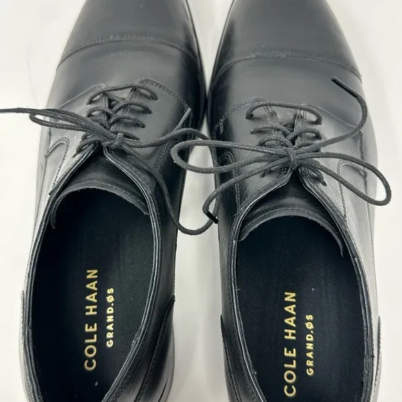 Cole Haan Men’s Sz 10.5 Grand OS C23770 Black Leather Lace Cap Toe Oxford Shoes