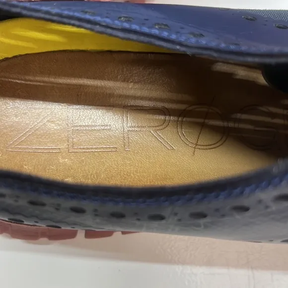 Cole Haan Navy ZEROGRAND Wingtip Oxford Leather &amp; Canvas Eyelet Shoes Size 7