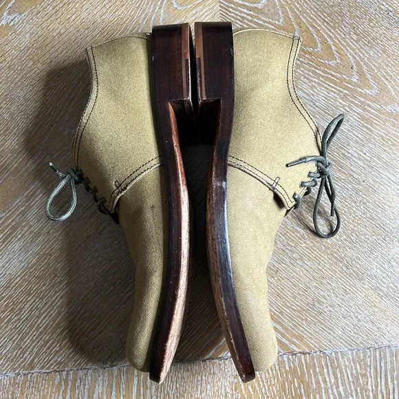 COLE HAAN Tan Canvas Leather Sole Dress Shoes 8