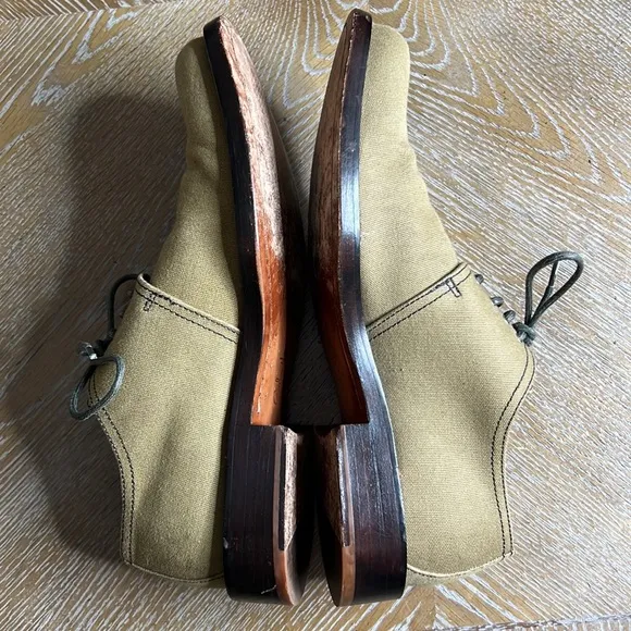 COLE HAAN Tan Canvas Leather Sole Dress Shoes 8