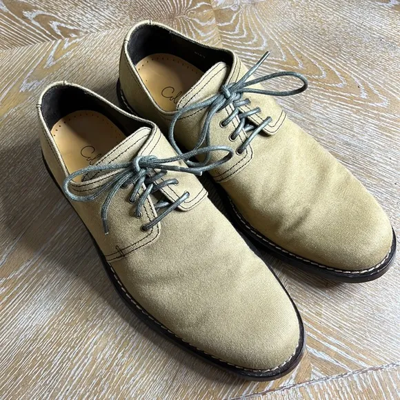 COLE HAAN Tan Canvas Leather Sole Dress Shoes 8