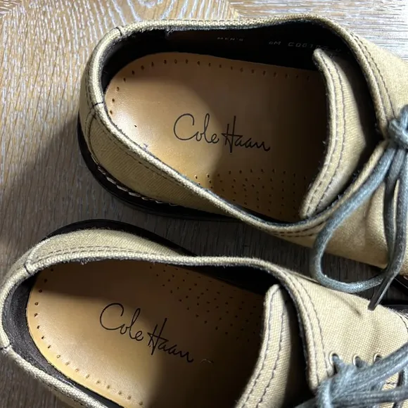 COLE HAAN Tan Canvas Leather Sole Dress Shoes 8