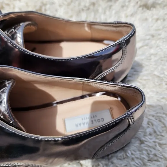 Cole Haan Women's Loafers Jagger Grand Weave Pewter Oxford W08866 Lace Up Shoes