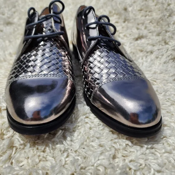 Cole Haan Women's Loafers Jagger Grand Weave Pewter Oxford W08866 Lace Up Shoes