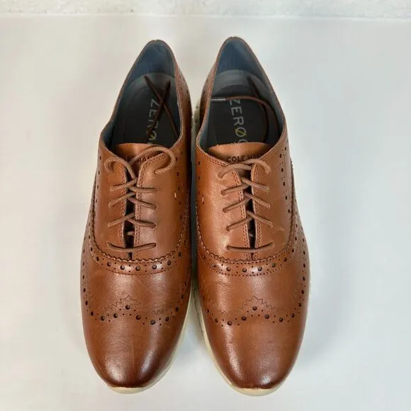 Cole Haan ZERØGRAND‎ W14476 Women's US 10B Oxford Shoes Brown Leather Wingtip