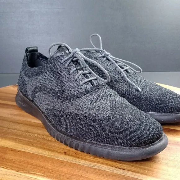 Cole Haan Zerogrand Stitchlite Gray Black Wingtip Oxford Casual Shoes Sz 10.5 M