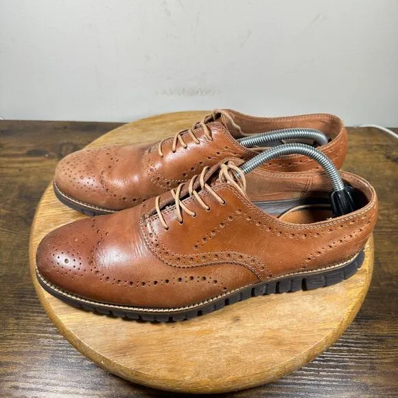 Cole Haan Zerogrand Wingtip Oxford Shoes Brown Leather Men's‎ 10.5 M C29411