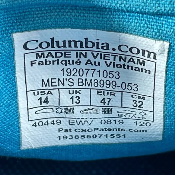 Columbia Bahama Vent Loco Relaxed III Mens Size 14 Boat Shoes Multicolor Fishing