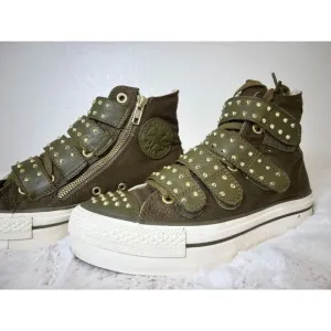 Converse Army Green Studded HTF Platform Women's‎ Size 7