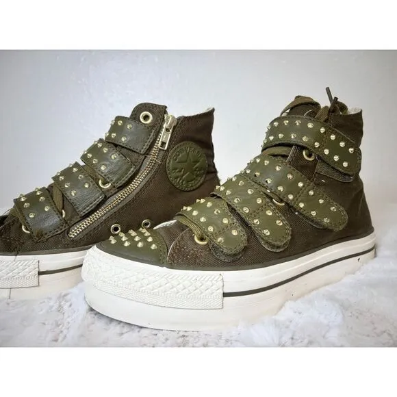 Converse Army Green Studded HTF Platform Women's‎ Size 7