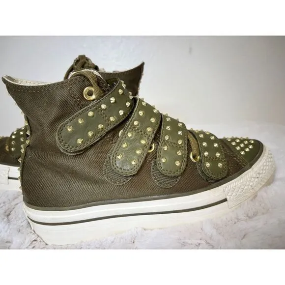 Converse Army Green Studded HTF Platform Women's‎ Size 7