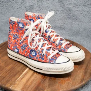 Converse Chuck 70 High Red Blue Paisley Canvas Shoes Sneakers Womens Size 7