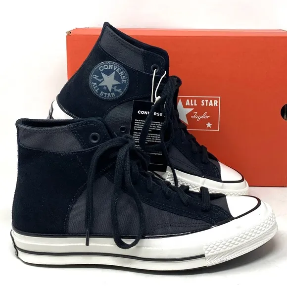 Converse Chuck 70 High Women's Shoes Suede Canvas Black Sneakers Casual A01785C