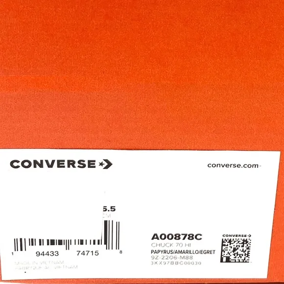 Converse Chuck 70 Sneakers High Women's Size Canvas Beige Casual Shoes A00878C