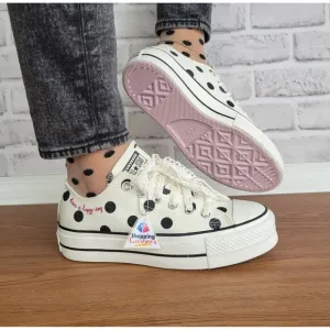 ❤️Converse Chuck Taylor Lift Platform Polka Dots 9.5 Women Shoes White A10689C