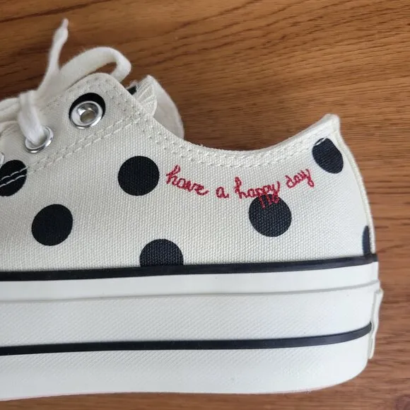 ❤️Converse Chuck Taylor Lift Platform Polka Dots 9.5 Women Shoes White A10689C