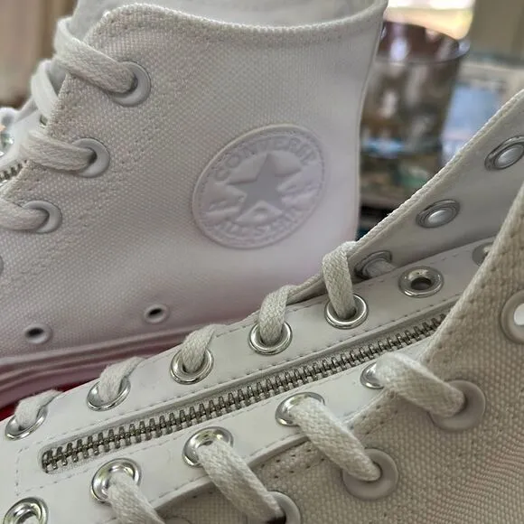 CONVERSE CHUCK 70 CANVAS ZIP White/ Prime Pink/ White High Tops New In Box