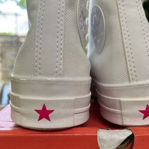 CONVERSE CHUCK 70 CANVAS ZIP White/ Prime Pink/ White High Tops New In Box