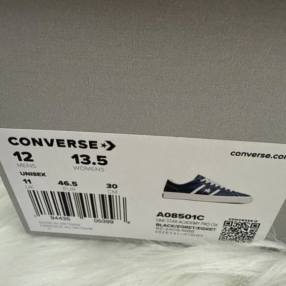 Converse Cons One Star Academy Pro OX Men's Sz 12 Leather Black Shoes A08501C