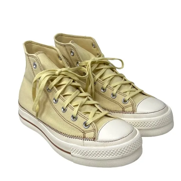 Converse Ctas Lift Hi Canvas Shoes Women Platform Sesame Skate Sneakers A04659C