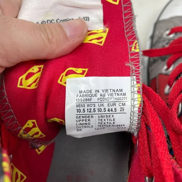 Converse DC Comics Superman Chuck Taylor All Star High Top Shoes Men Size 10.5
