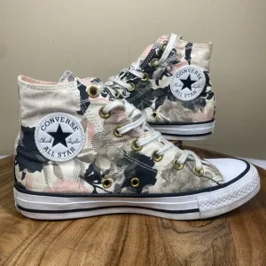 Converse Floral print pink Womens Pink White Size 7 High Top Shoes 561640F