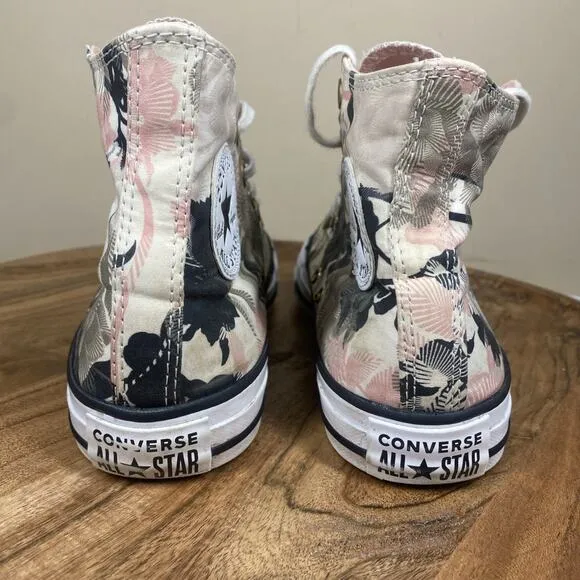Converse Floral print pink Womens Pink White Size 7 High Top Shoes 561640F