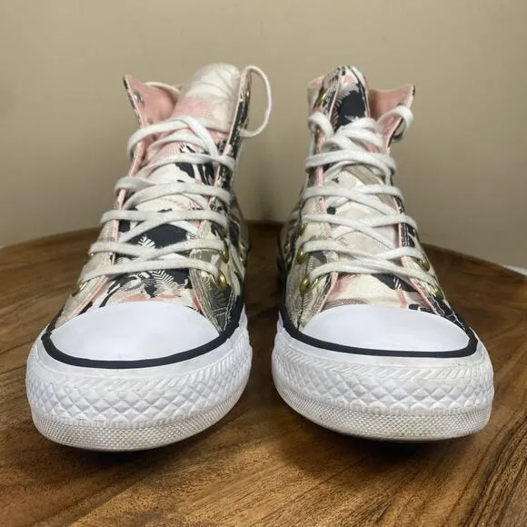 Converse Floral print pink Womens Pink White Size 7 High Top Shoes 561640F