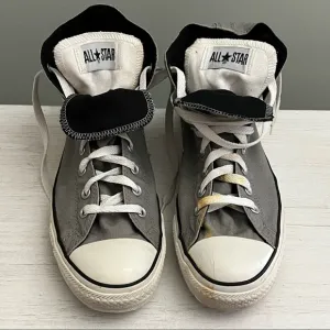 Converse Gray Hi Top Double Tongue Thrashed and Trashed Sneakers Size 10