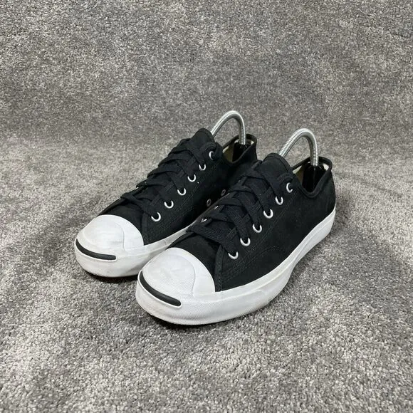 Converse Jack Purcell Black Canvas White Sole Shoes Women’s Size 8.5 164056C