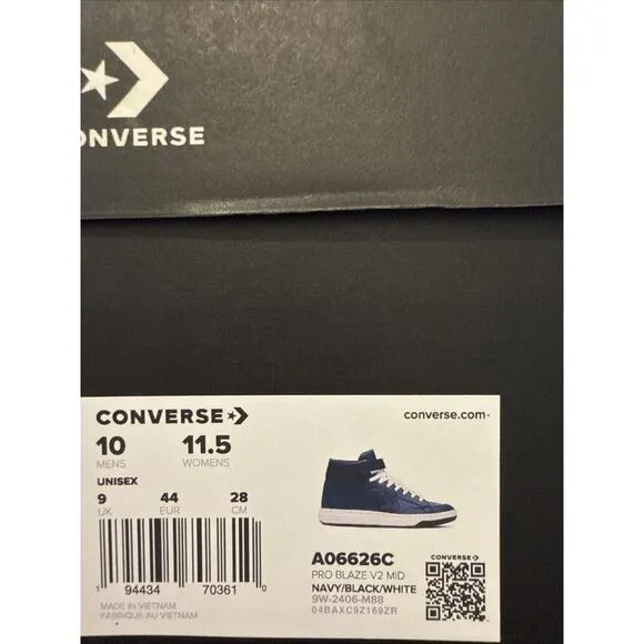 Converse Men's Pro Blaze V2 Mid Size 10 Blue Leather Athletic Shoes Sneakers NEW