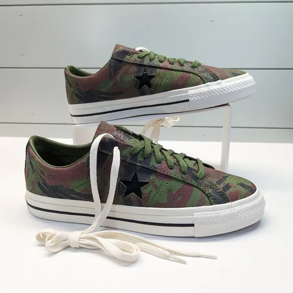 Converse One Star Pro OX Cypress Green Black Egret Camo A03678C Canvas shoes 9.5