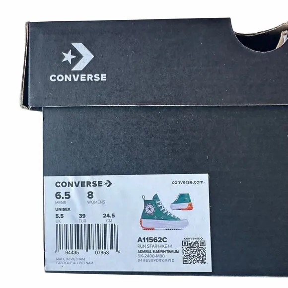 ⭐Converse Run Star Hike Hi Sz 8 Women Shoes Embroidered Flowers Green A11562C