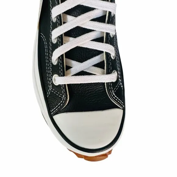 ⭐Converse Run Star Hike Hi Sz 9 Women Shoes Leather Sneakers Black White A04292C