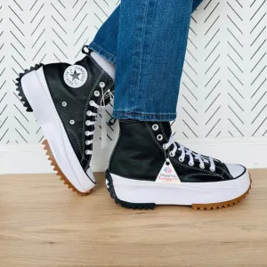 ⭐Converse Run Star Hike Hi Sz 9 Women Shoes Leather Sneakers Black White A04292C