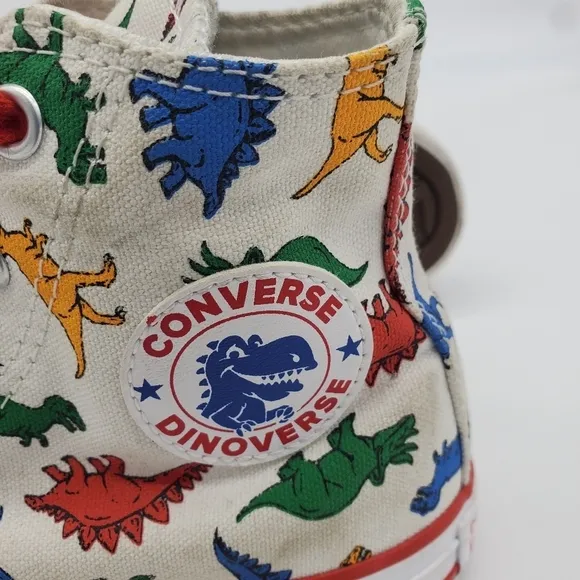 Converse Shoes Youth 1 Chuck Taylor High Dinosaurs Canvas White Red A01668F