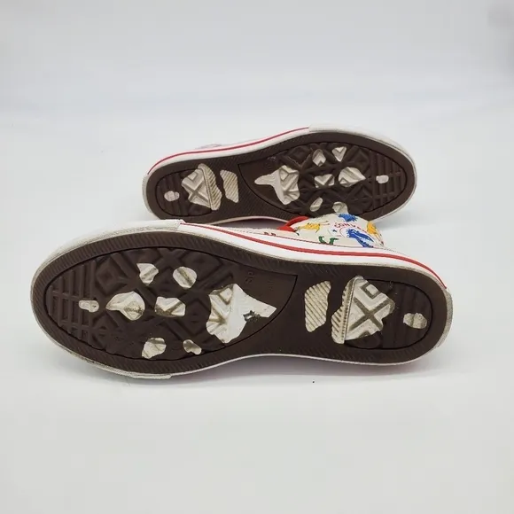 Converse Shoes Youth 1 Chuck Taylor High Dinosaurs Canvas White Red A01668F