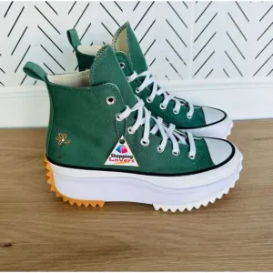 🤩Converse Sz 4.5 Mens Shoes Run Star Hike Platform Little Flowers Green A11562C