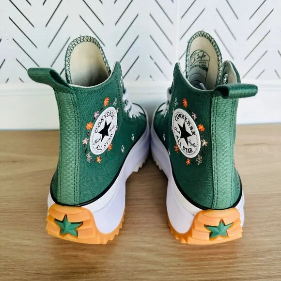 🤩Converse Sz 4.5 Mens Shoes Run Star Hike Platform Little Flowers Green A11562C