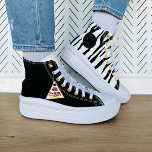 🤩Converse Women Shoes Custom Hi Sneakers 9 Black White Zebra Print Canvas Rare